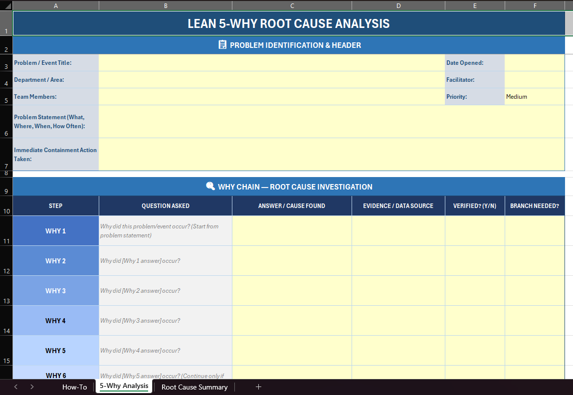 Lean 5-Why template analysis tab thumbnail