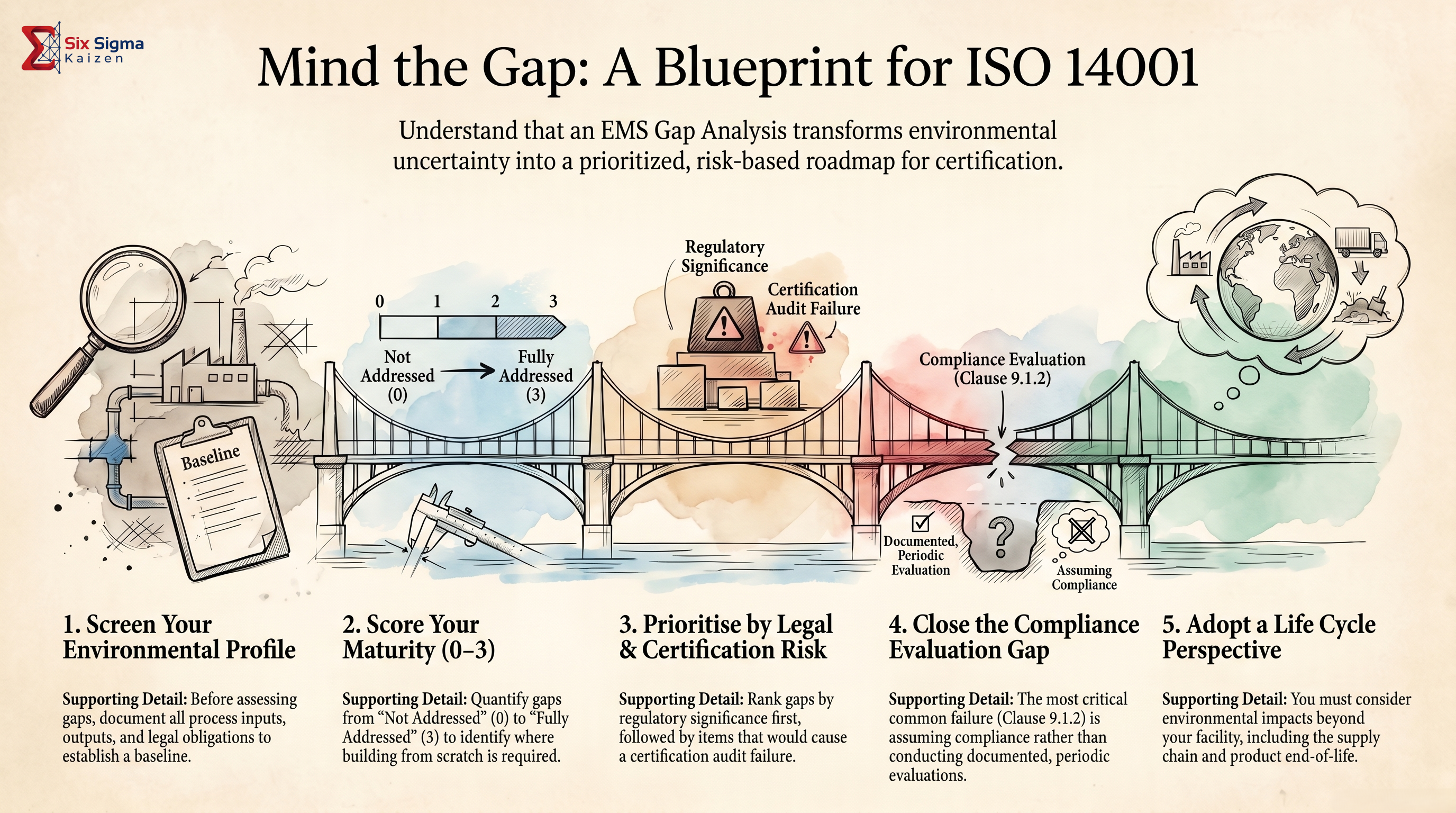 ISO 14001 EMS gap analysis visual summary