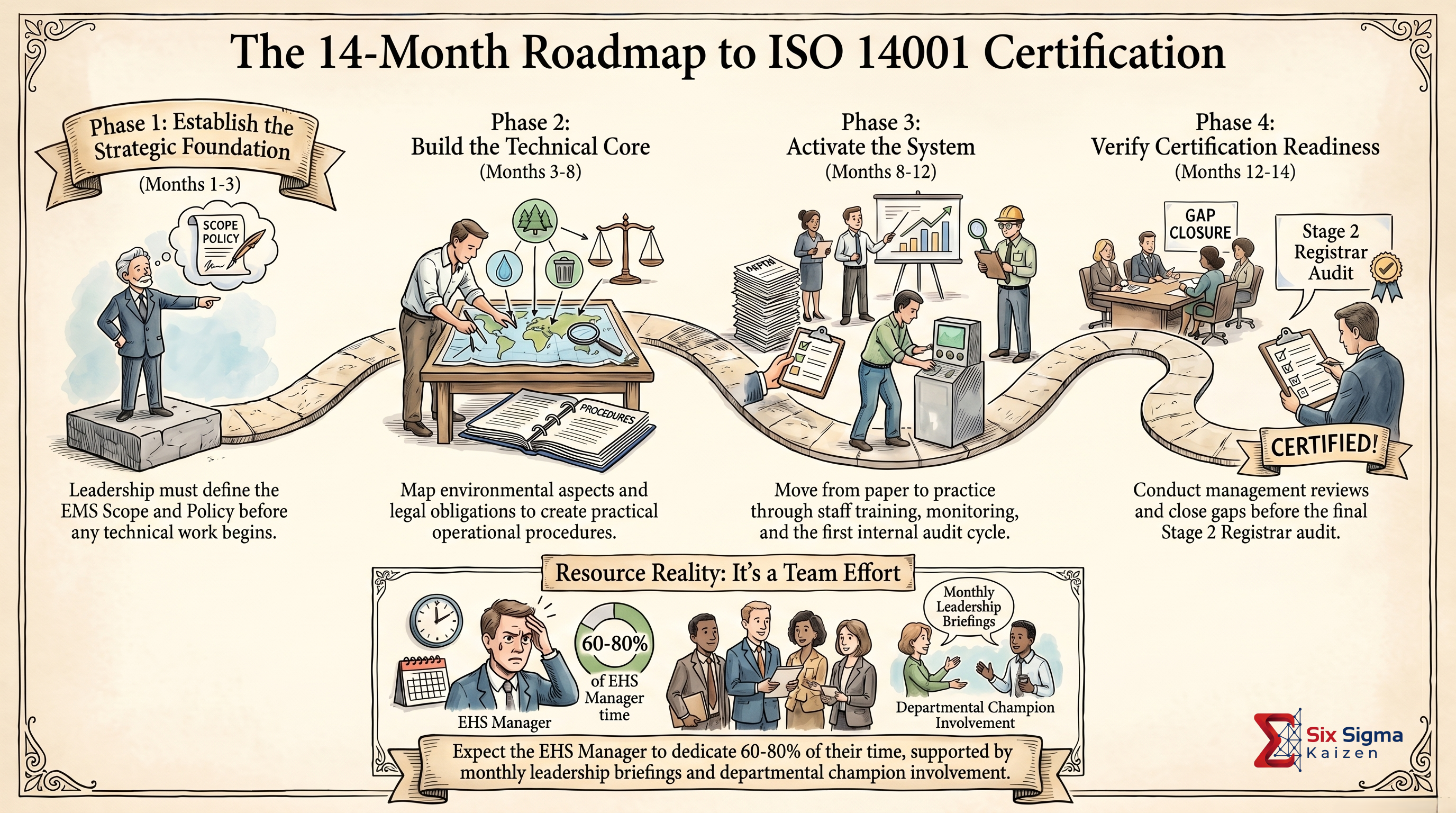 ISO 14001 EMS implementation planning visual roadmap