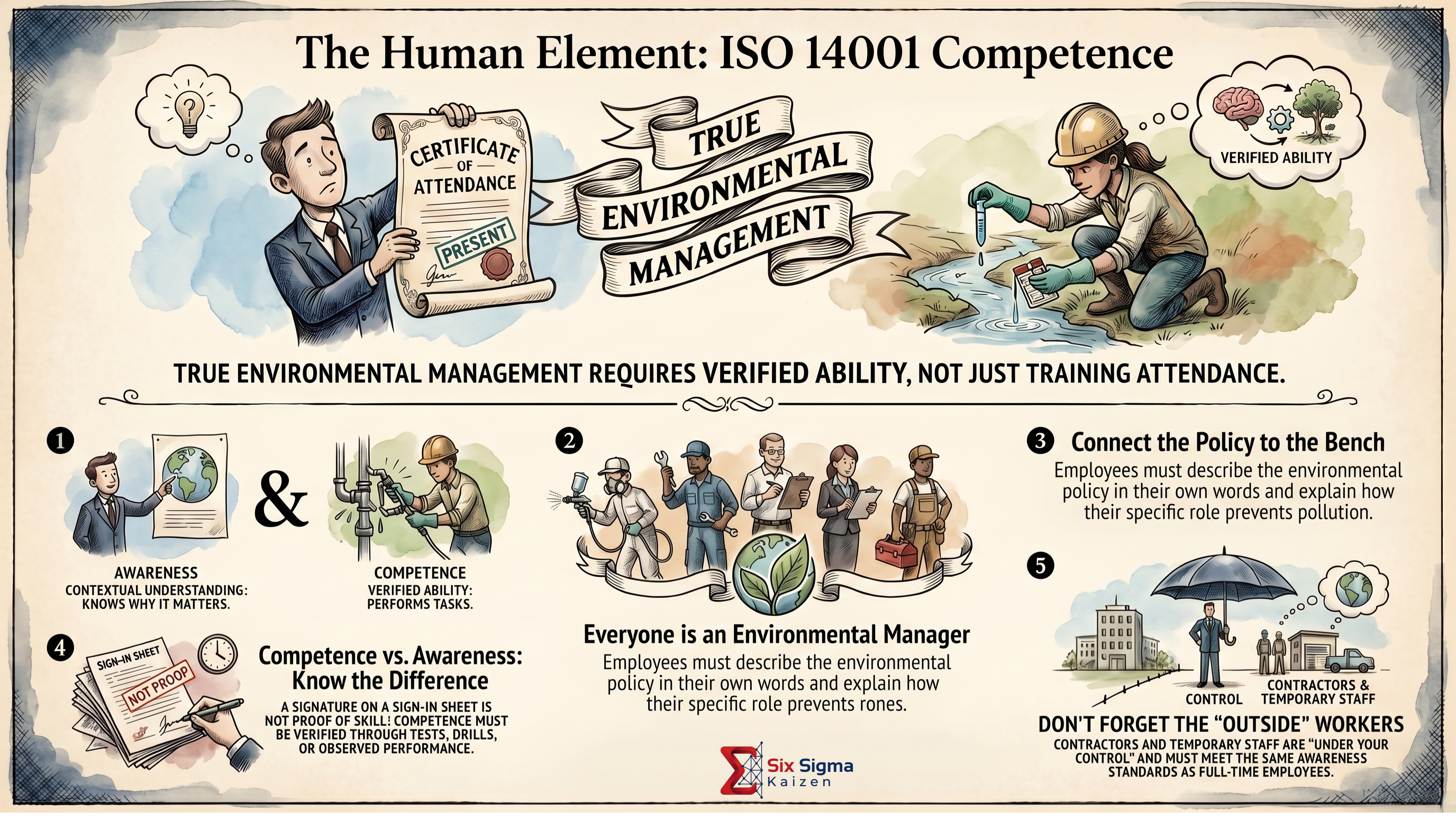ISO 14001 training, competence, and awareness visual summary