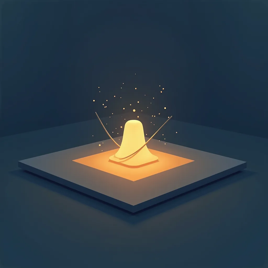A glowing bell curve rising from a training mat, suggesting statistics practice