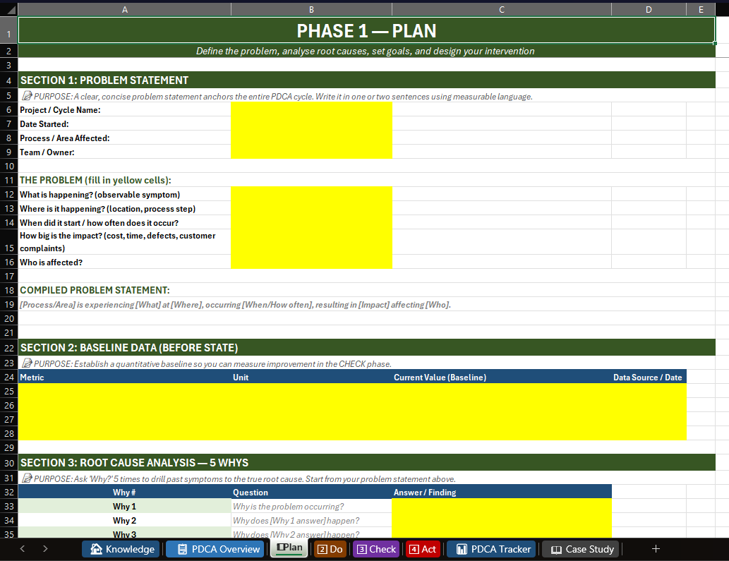PDCA workbook plan tab thumbnail