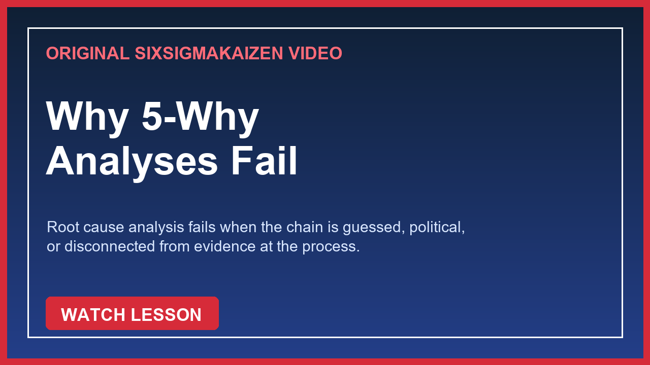 Why 5-Why Analyses Fail original SixSigmaKaizen video poster